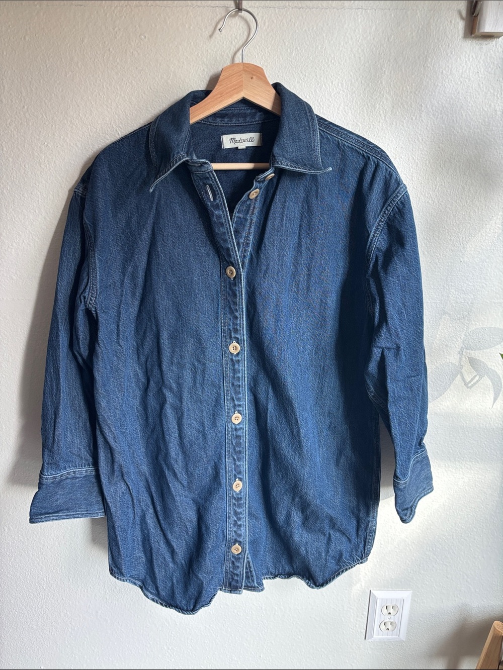 MADEWELL Denim Long Sleeve Shacket Jacket Shirt Large